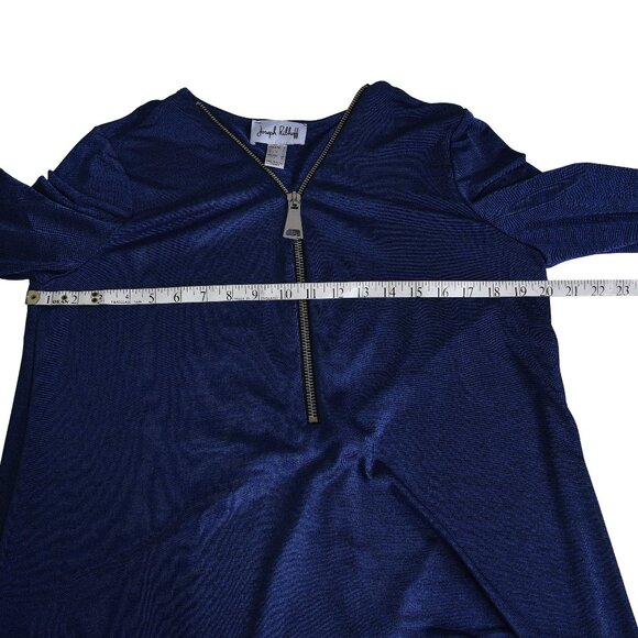 Joseph Ribkoff Royal Blue Zipper Front Blouse Tunic Top Asymmetrical Size 12 - Picture 8 of 9